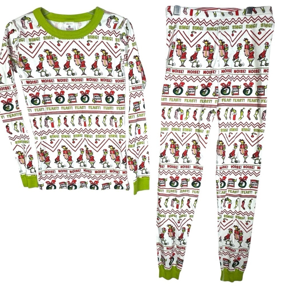 NEW Hanna Andersson Dr Seuss Grinch Christmas Pajama Set Kids 12 Organic Cotton